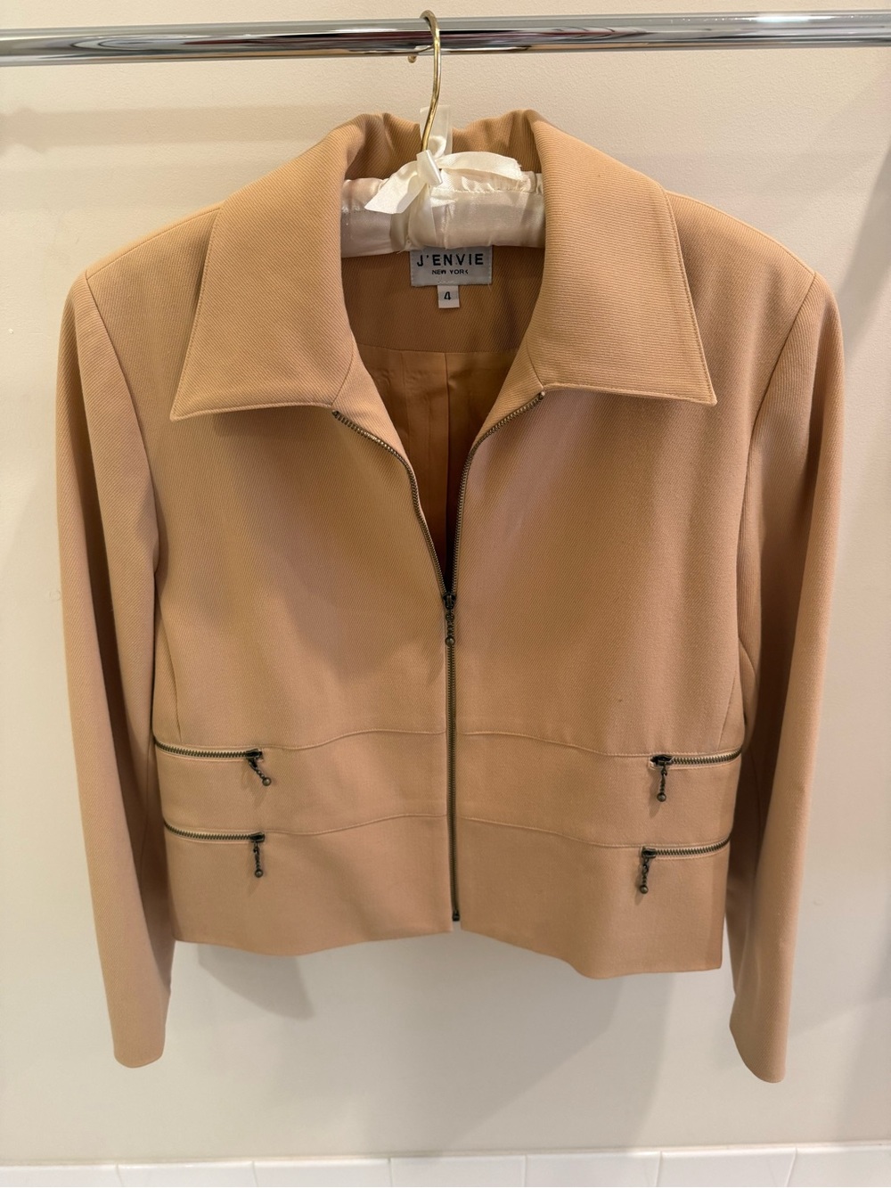 J'Envie Women's Tan Zip-Front Jacket
